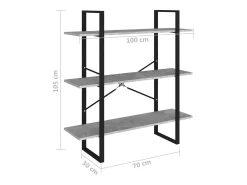 Capitola Estantería de madera contrachapada gris hormigón 100x30x105 cm