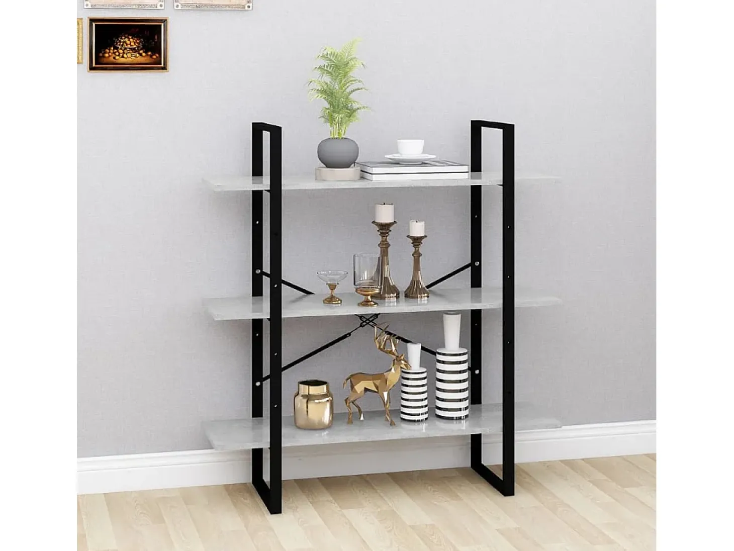 Capitola Estantería de madera contrachapada gris hormigón 100x30x105 cm