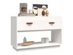 Carly Grace Mueble para TV madera maciza de pino blanco 90x40x60 cm