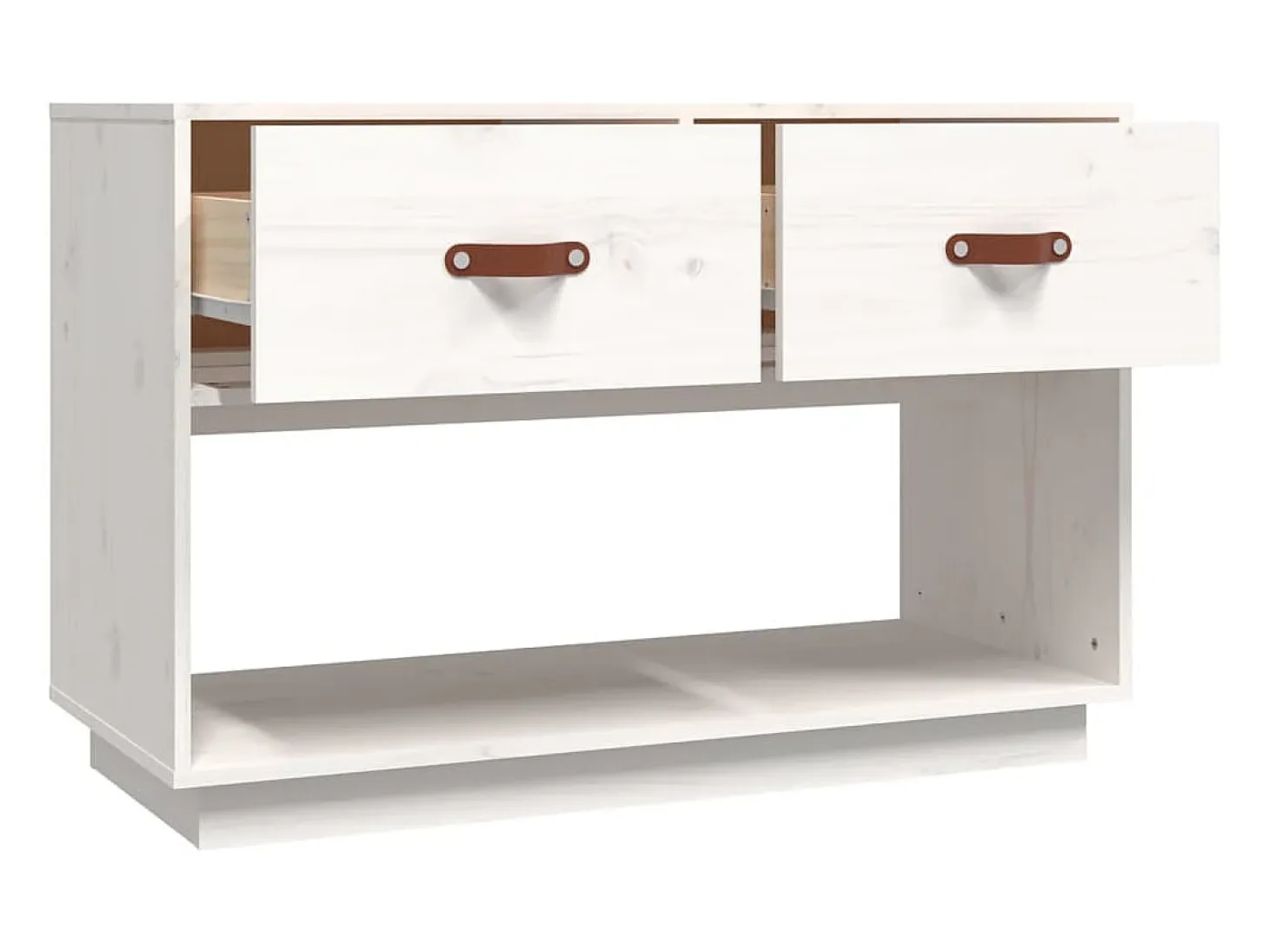 Carly Grace Mueble para TV madera maciza de pino blanco 90x40x60 cm