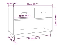 Carly Grace Mueble para TV madera maciza de pino blanco 90x40x60 cm
