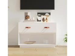 Carly Grace Mueble para TV madera maciza de pino blanco 90x40x60 cm