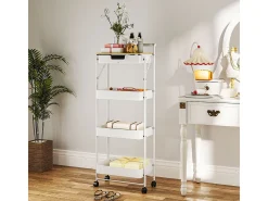 Carrito auxiliar Thila Homcom 3 estantes con cajón blanco 117,5x45x29,5 cm