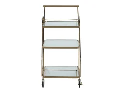 Carrito bar LIVIO en metal y cristal dorado – 63 cm