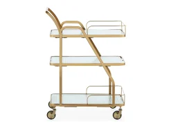 Carrito bar LIVIO en metal y cristal dorado – 63 cm