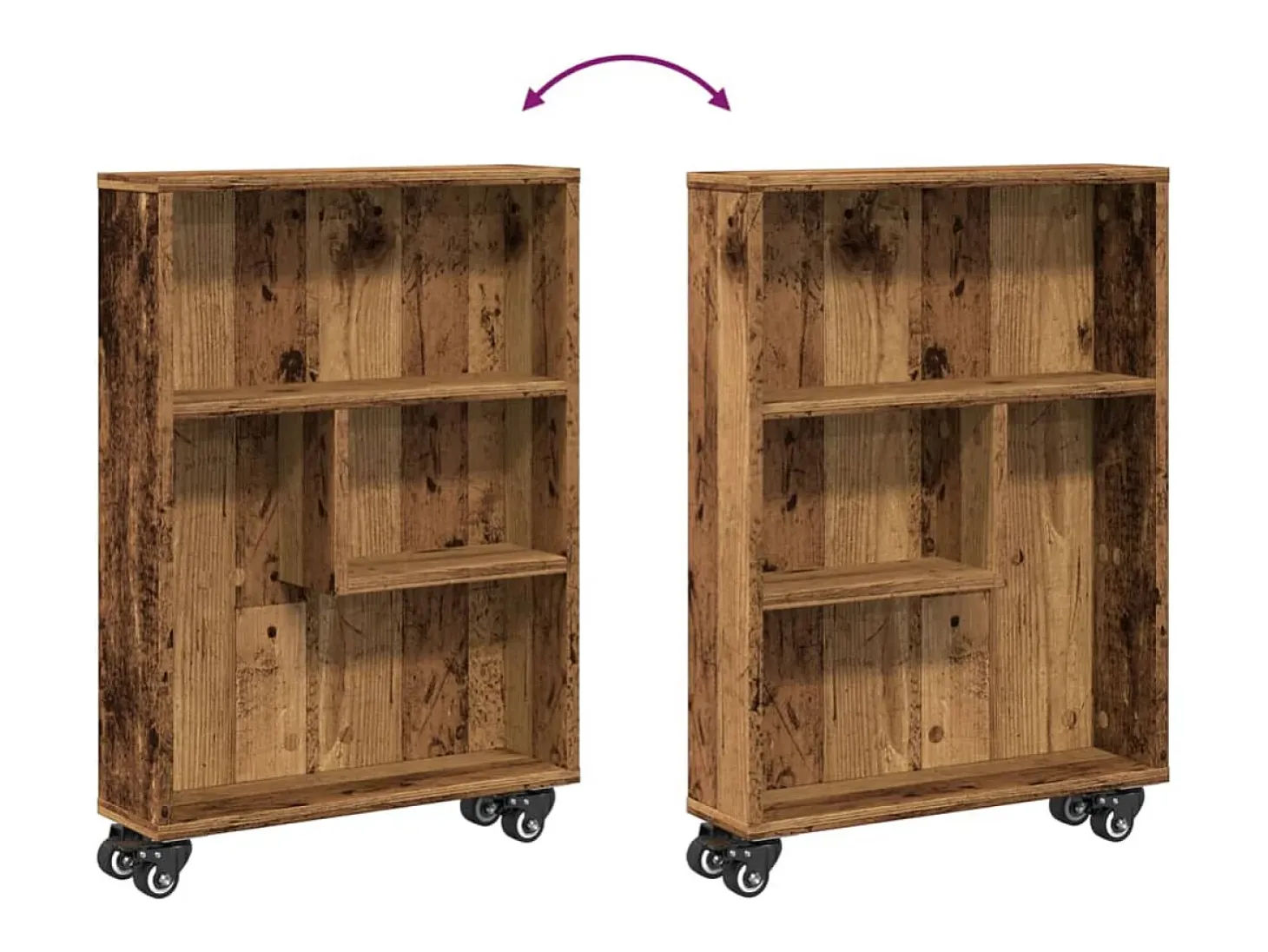 Carrito de almacenaje estrecho madera envejecida 48x13x68 cm