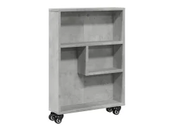 Carrito de almacenaje estrecho madera gris hormigón 48x13x68 cm