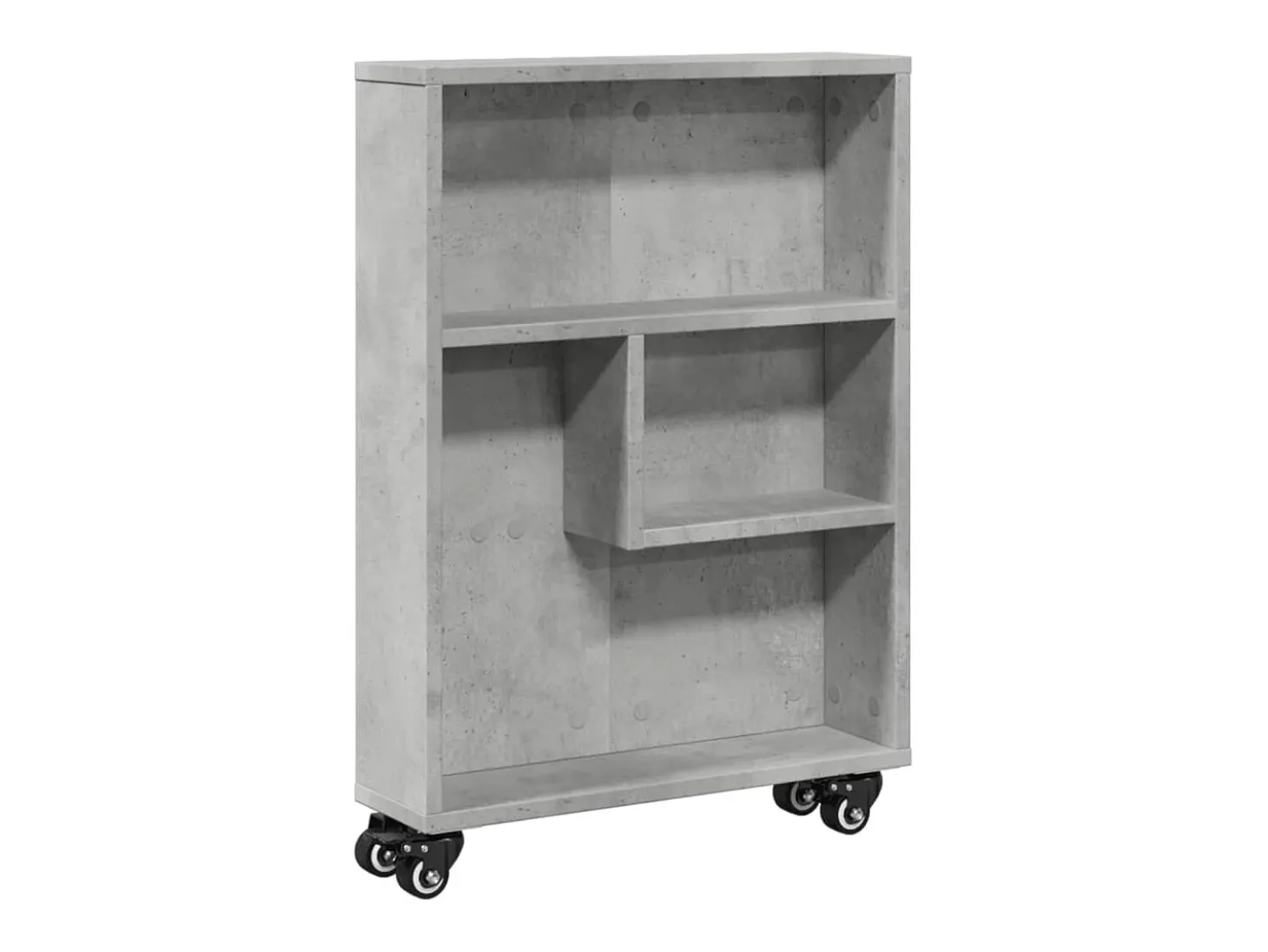 Carrito de almacenaje estrecho madera gris hormigón 48x13x68 cm