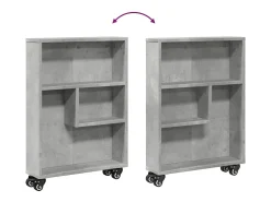 Carrito de almacenaje estrecho madera gris hormigón 48x13x68 cm