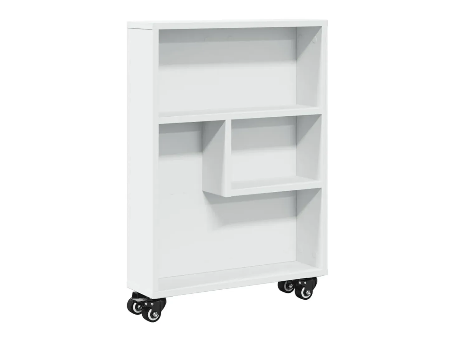 Carrito de almacenaje estrecho madera blanco 48x13x68 cm