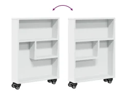 Carrito de almacenaje estrecho madera blanco 48x13x68 cm