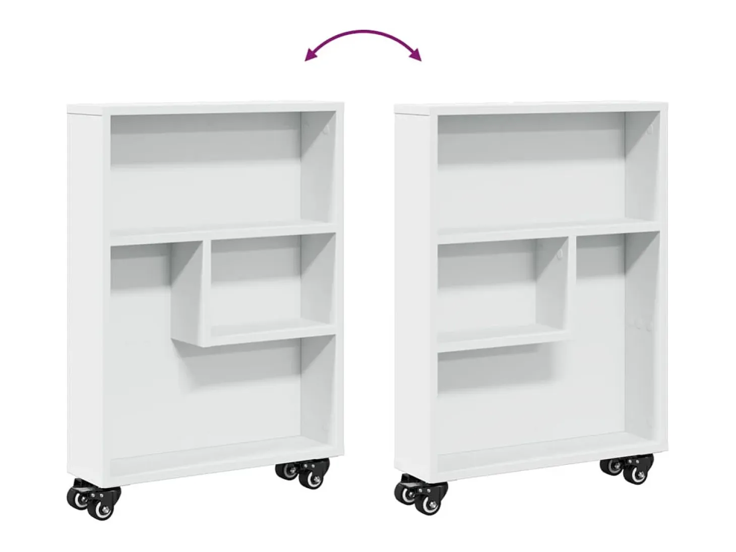 Carrito de almacenaje estrecho madera blanco 48x13x68 cm