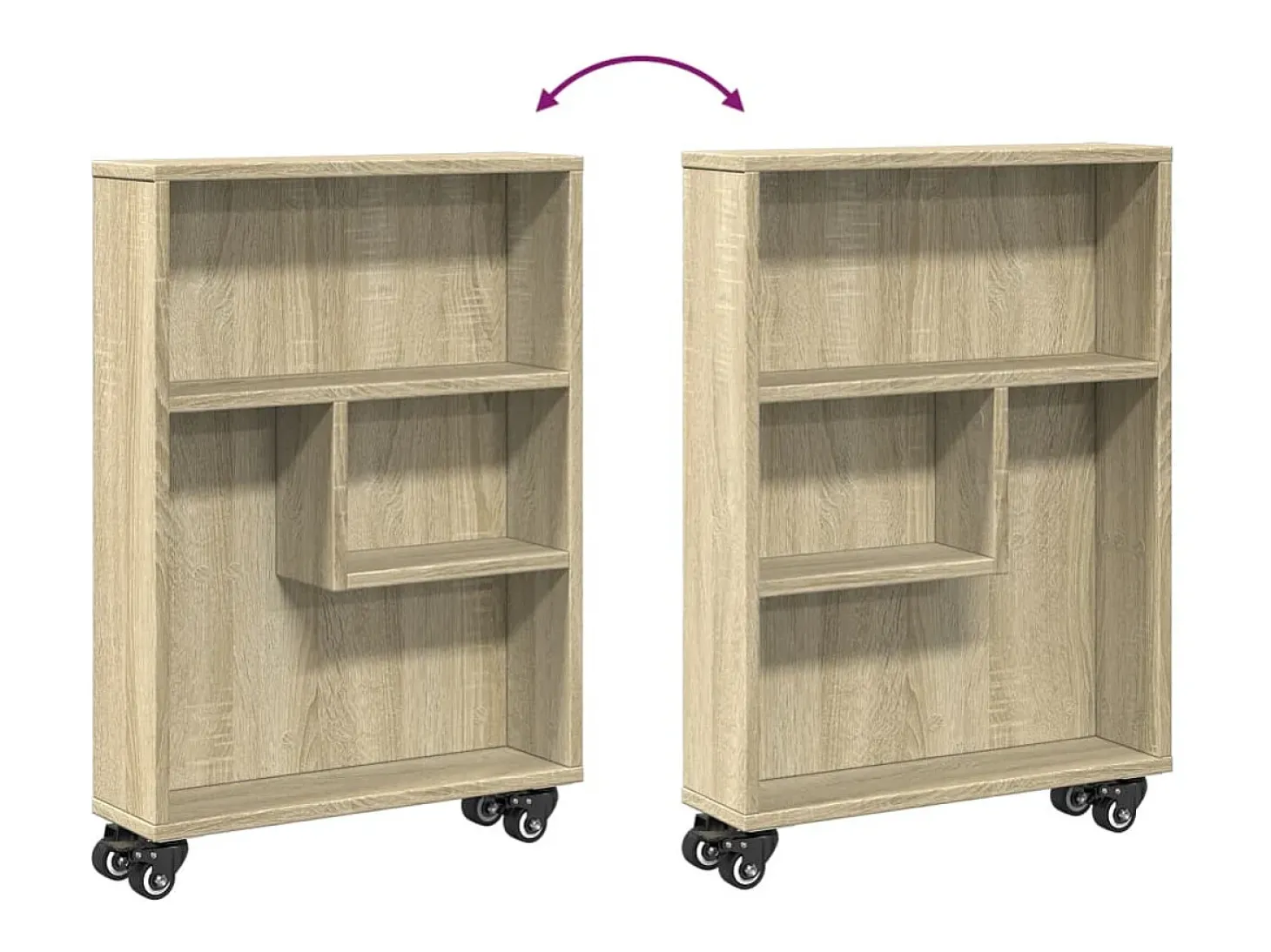 Carrito de almacenaje estrecho roble Sonoma 48x13x68 cm madera de ingeniería