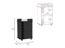 Carrito de Bar Dukat con ruedas y puerta de cristal , 88.9 cm X 54.86 cm X 41.40 cm , Negro