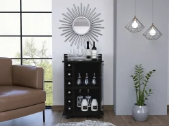 Carrito de Bar Dukat con ruedas y puerta de cristal , 88.9 cm X 54.86 cm X 41.40 cm , Negro