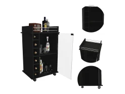 Carrito de Bar Dukat con ruedas y puerta de cristal , 88.9 cm X 54.86 cm X 41.40 cm , Negro