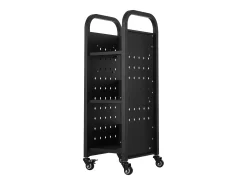 Carrito para Libros SucceBuy, Capacidad de Carga 100 kg, Carrito de Biblioteca, 32 x 35 x 93,5 cm, Estante de Almacenamiento de Libros de Una Cara en L, Negro