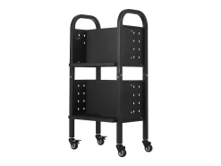 Carrito para Libros SucceBuy, Capacidad de Carga 70 kg, Carrito de Biblioteca, 45 x 33 x 88 cm, Estante de Almacenamiento de Libros de Doble Cara en L, Negro