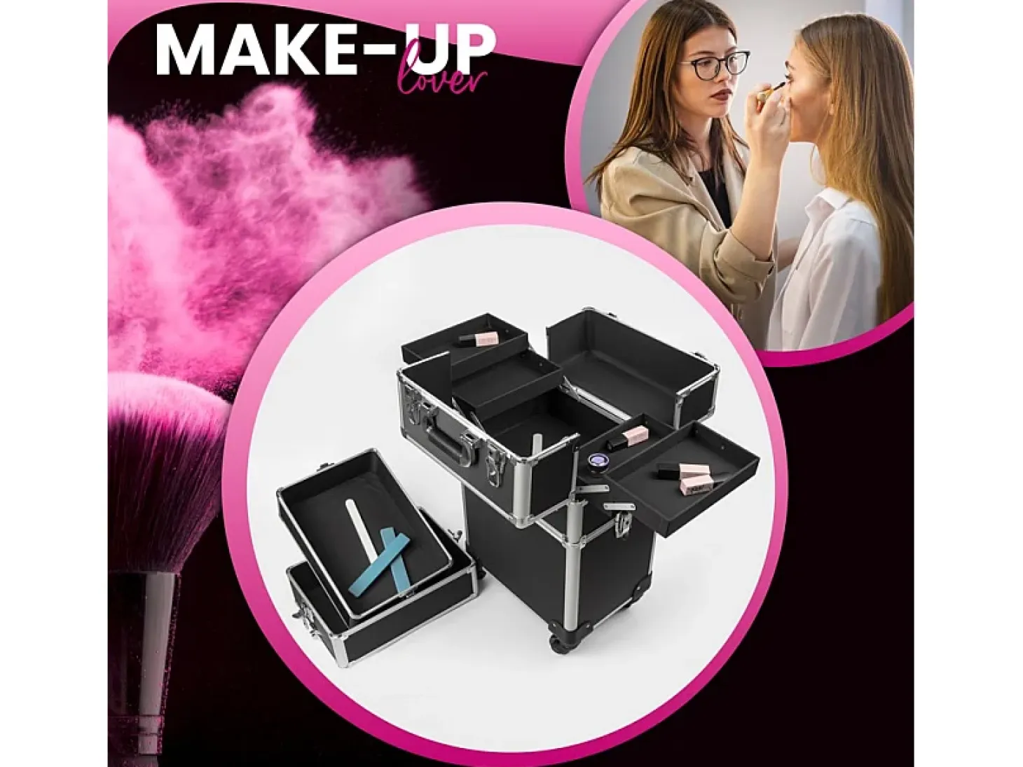 Carro de maquillaje esteticista modular 3 estantes 4 ruedas Aldeb