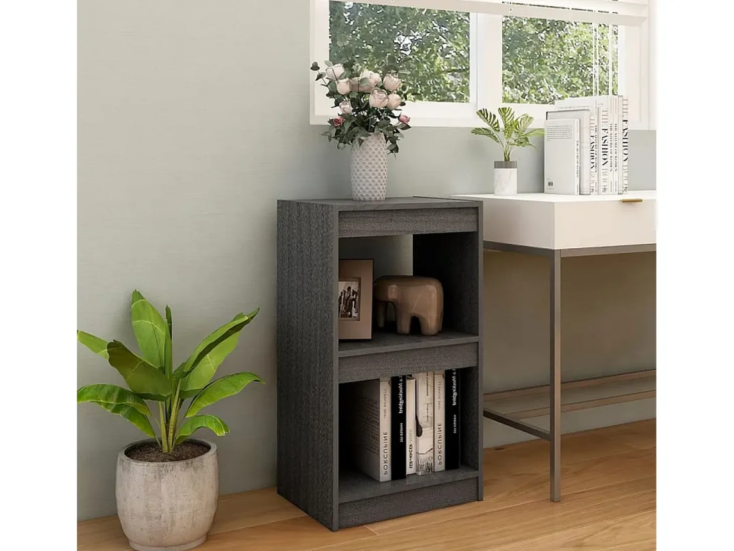 Centerville Estantería madera maciza de pino gris 40x30x71,5 cm