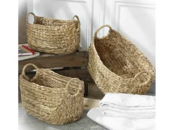 Cesta de jacinto de agua con asas - 36 x 19 x 22 cm