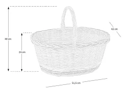 Cesta de mimbre Matilde ovalada bicolor con asa cm 51,5 x cm 42 h 24
