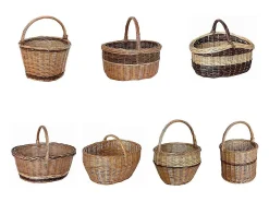 Cesta de mimbre ovalada bicolor Sara con asa 43,5 x 36 h 25