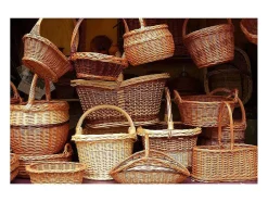 Cesta de mimbre ovalada bicolor Sara con asa 43,5 x 36 h 25