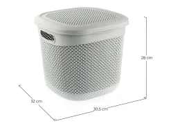 Cesta Mediana Cuadrada con Tapa 15 Litros Gris 7house