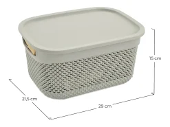 Cesta Mediana Rectangular con Tapa 6,6 Litros Gris 7house