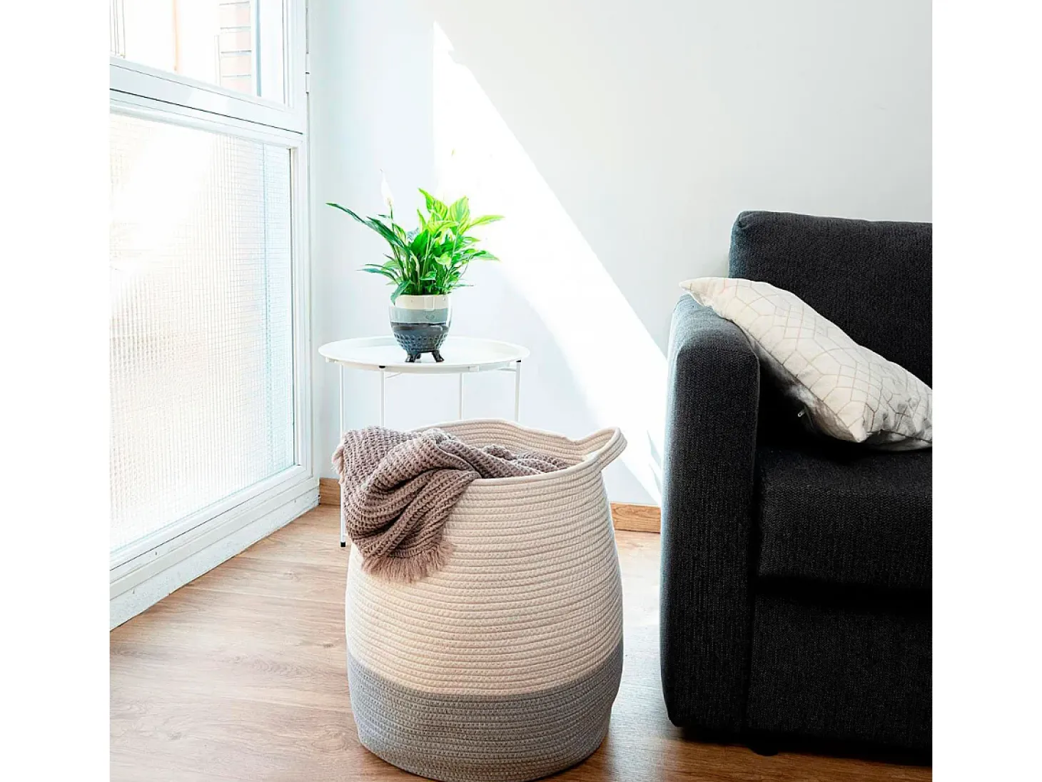 Cesta multiusos MOA Vinthera blanco/gris Ø40x45 cm