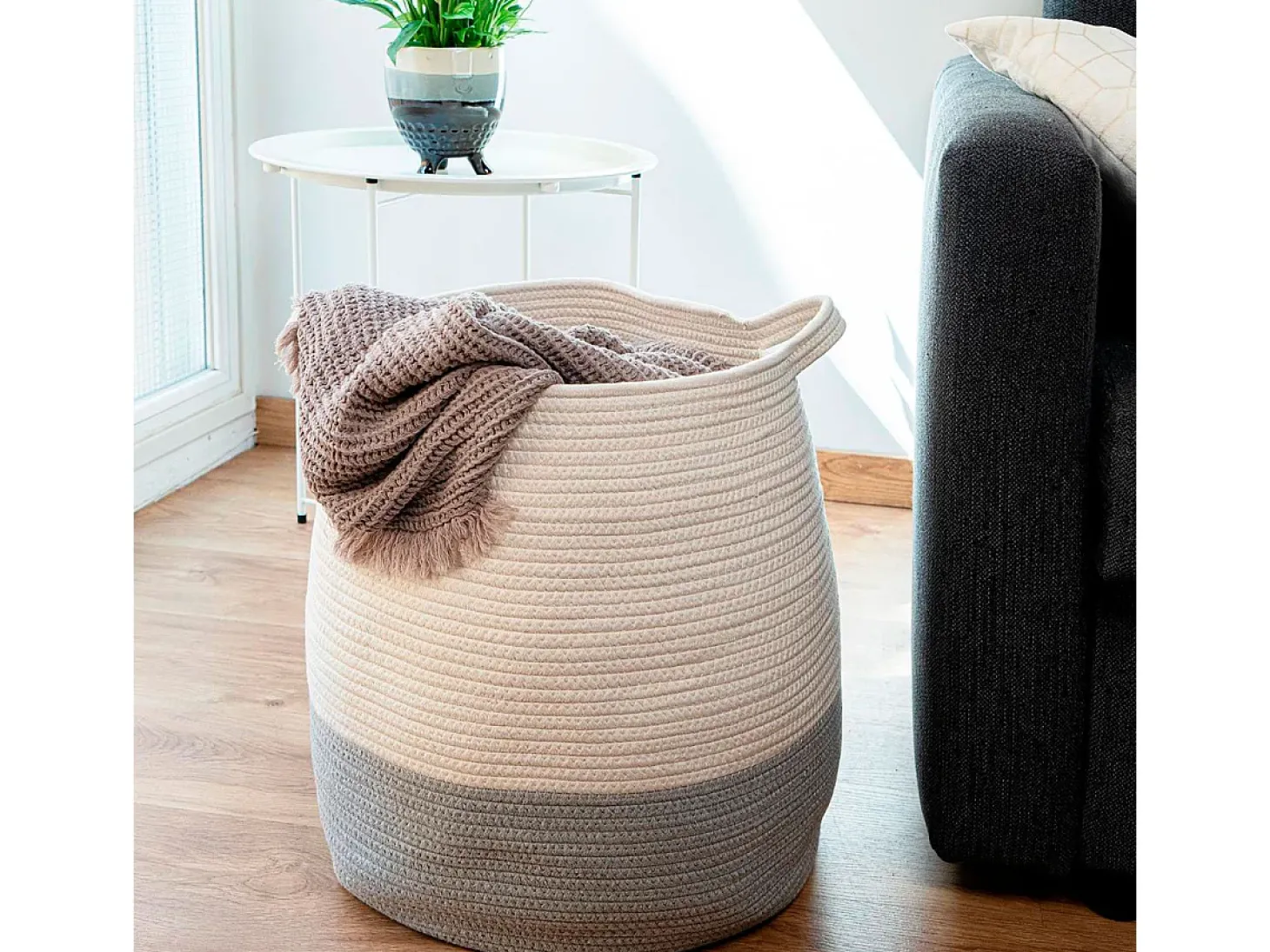 Cesta multiusos MOA Vinthera blanco/gris Ø40x45 cm