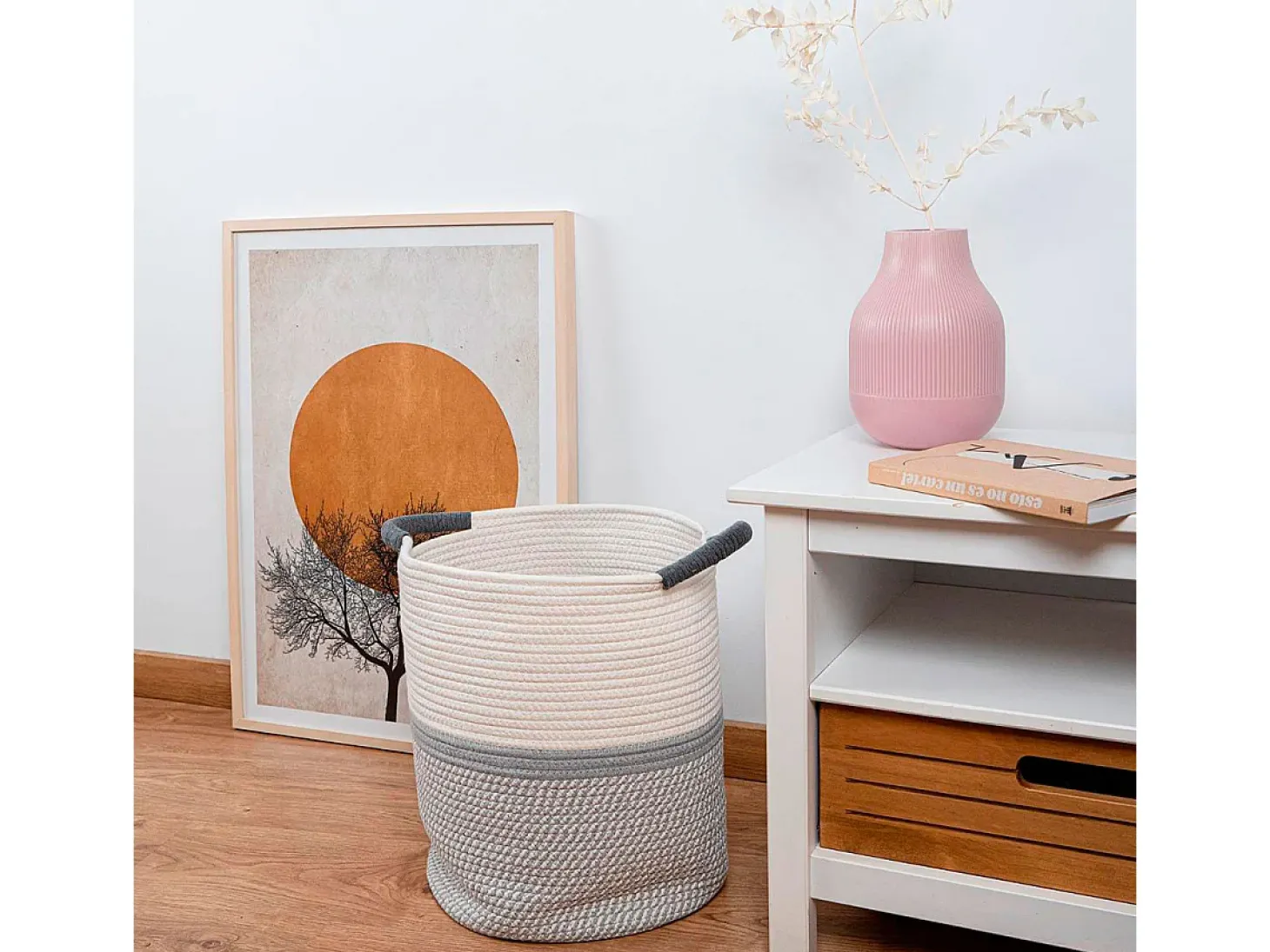 Cesta multiusos MOA Vinthera blanco/gris Ø31x38 cm