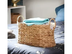 Cesta pequeña de jacinto de agua con asas - A21 cm