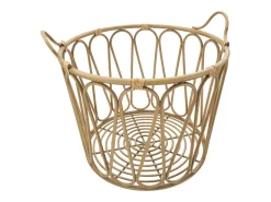 Cesta redonda boho chic de metal y ratán Panama