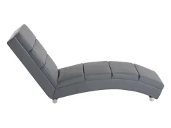 Chaise longue tumbona moderna y acolchada para el salón de polipiel Dijon - Gris