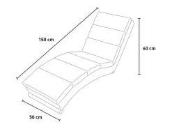 Chaise longue tumbona moderna y acolchada para el salón de polipiel Dijon - Gris