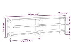 Chiloquin Mueble de TV madera contrachapada roble ahumado 160x30x50 cm
