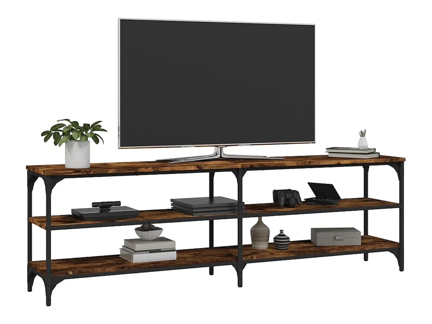 Chiloquin Mueble de TV madera contrachapada roble ahumado 160x30x50 cm
