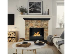 Chimenea de bioetanol Belluno, biochimenea de pie, efecto piedra artificial, L105xP38xH100