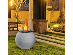 Chimenea de bioetanol, brasero de jardín, de pie, para uso interior y exterior, BOTTICELLI Corda Beige, d.40 x h.54