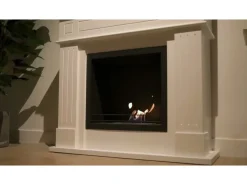 Chimenea de bioetanol Cambridge, de pie, en madera blanca, 110 x 37 x 102 cm.