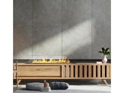 Chimenea de bioetanol con quemador de biochimenea en acero con cristal de 100 cm.