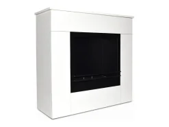 Chimenea de bioetanol de pie Michelangelo de madera blanca, 96 x 36 x 90 h, fabricada en Italia