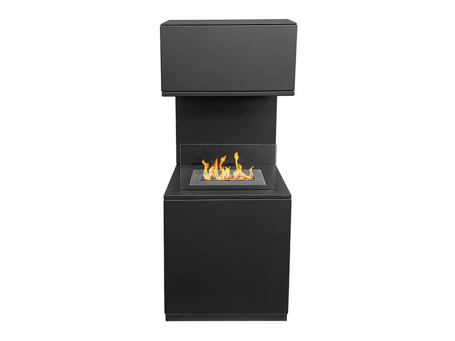 Chimenea de bioetanol de suelo Oslo en acero negro L38xP38xH100