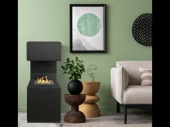 Chimenea de bioetanol de suelo Oslo en acero negro L38xP38xH100
