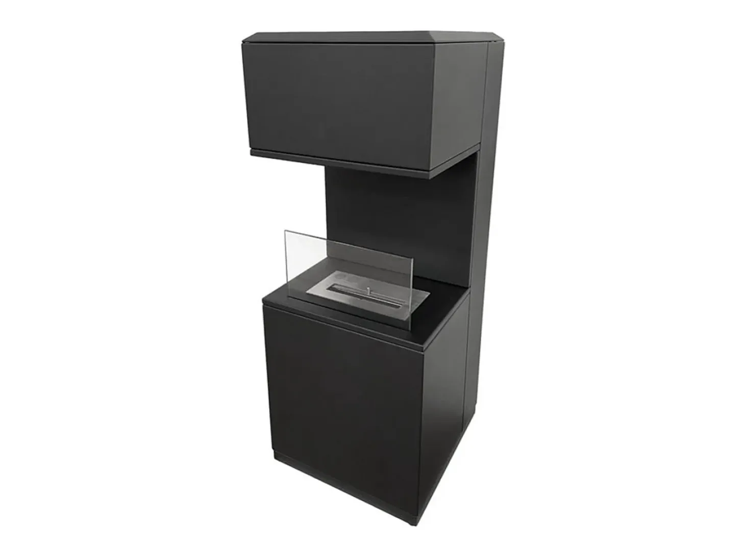 Chimenea de bioetanol de suelo Oslo en acero negro L38xP38xH100
