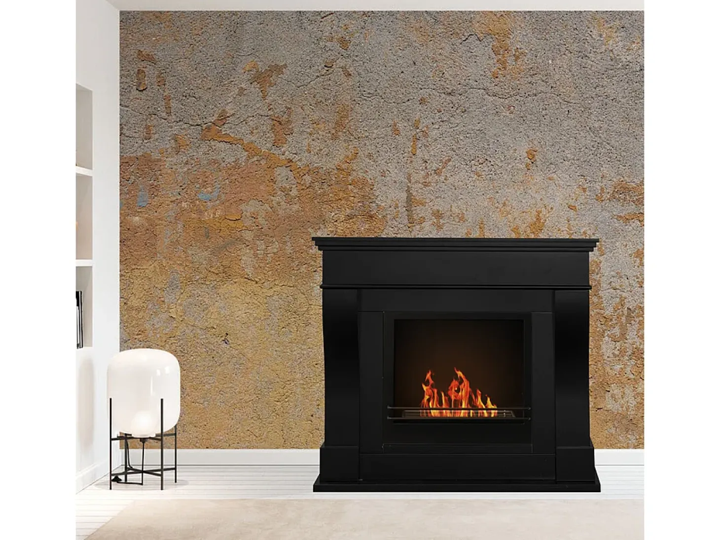 Chimenea de bioetanol de pie WASHINGTON Negro L111 x P43 x H99