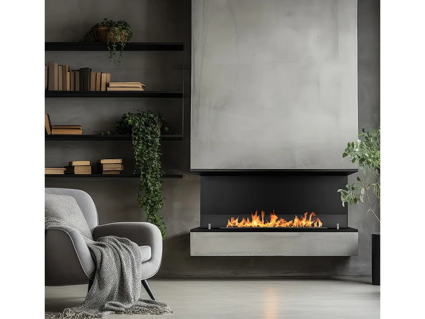 Chimenea de bioetanol empotrada Biochimenea trifacial con 3 lados abiertos 120x50 TREVI 120