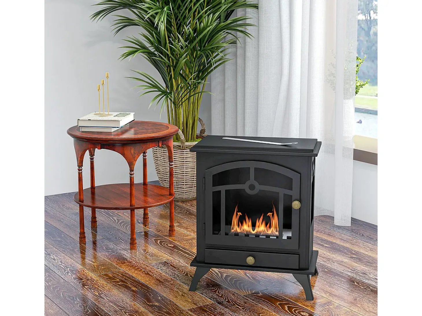 Chimenea de bioetanol Homcom 7000 BTU/h 0,9L negro 54x45x28 cm